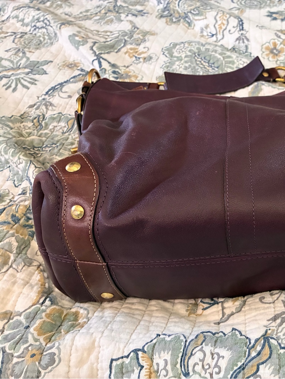 Authentic Coach Carly Y2K Maroon / Brown Leather Slouchy Hobo Shoulder Bag - Picture 6 of 9